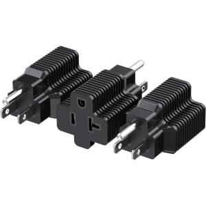 imageCable Matters 3Pack 15 Amp to 20 Amp Adapter Plug 20 Amp to 15 Amp Plug Adapter NEMA 515 to 520R in Black