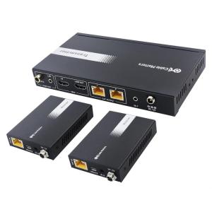 imageCable Matters 4K60Hz 4K HDMI Extender Splitter 1x2 with Local Loopout IR Extension and Dual Remote Display Support  Extends 4K60Hz Video up to 115ft 1080P60Hz Video to 197ft