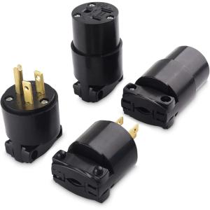 imageCable Matters 4Pack 3 Prong Extension Cord Plug Replacement UL Listed 2X NEMA 515R and 2X NEMA 515P Replacement Plugs  Extension Cord Ends in BrownBlack