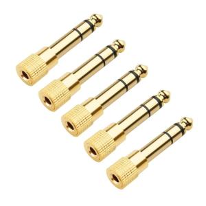 imageCable Matters 5Pack 14 to 18 Headphone Adapter 635mm to 35mm Adapter Male to Female Gold Plated Stereo Headphone 35mm to 14 Adapter5Pack