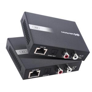 imageCable Matters 990ft Extra Long Range Audio Over Ethernet Adapter Kit with Builtin Digital to Analog ConverterDAC Support Optical Audio Toslink LR RCA AudioExtender Over Cat5eCat6 Adapter