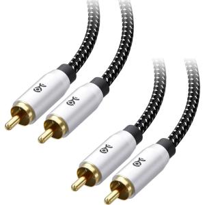 imageCable Matters Braided 2Pack Shielded Subwoofer Cable  6ft  18m RCA Cord Digital Coaxial Audio Cable for LFE Subwoofer Home Theater Systems and More15 Feet