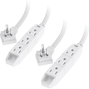 imageCable Matters ETL Listed 2Pack 3 Outlet 3 Prong Extension Cord 8 ft with SJT Jacket and SpaceSaving Outlet Plug Black Extension Cord with 3 Prong Grounded 3 Outlet Cord 3 Prong Cord 8 FeetWhite