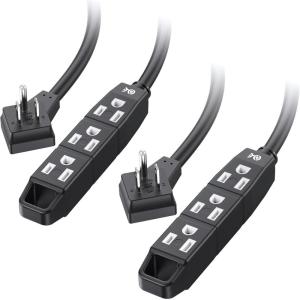 imageCable Matters ETL Listed 2Pack 3 Outlet 3 Prong Extension Cord 8 ft with SJT Jacket and SpaceSaving Outlet Plug Black Extension Cord with 3 Prong Grounded 3 Outlet Cord 3 Prong Cord 8 FeetBlack