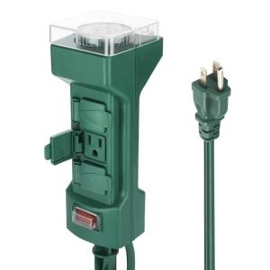 imageCable Matters ETL Listed 6Outlet Outdoor Power Stake Timer with 9ft Cord Weatherproof Outdoor Power Strip with Timer