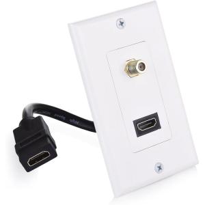 imageCable Matters HDMI Wall Plate with Coax Outlet Coax Wall Plate in White