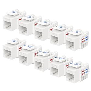 imageCable Matters UL Listed 10Pack 10Gbps Cat6 Keystone Jacks RJ45 Keystone Jack Ethernet Keystone Jack in White for Patch Panel and Wall PlateWhite