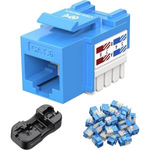 imageCable Matters UL Listed 25Pack 10Gbps Cat6 Keystone Jacks RJ45 Keystone Jack Ethernet Keystone Jack in White with Keystone PunchDown Stand for Patch Panel and Wall PlateBlue