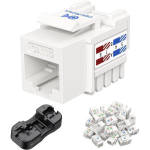 imageCable Matters UL Listed 25Pack 10Gbps Cat6 Keystone Jacks RJ45 Keystone Jack Ethernet Keystone Jack in White with Keystone PunchDown Stand for Patch Panel and Wall PlateWhite