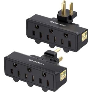 imageCable Matters UL Listed 2Pack 3Outlet Grounded 180 Degree Swivel Wall Tap 3 Plug Wall Adapter MultiPlug Outlets WhiteBlack