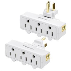 imageCable Matters UL Listed 2Pack 3Outlet Grounded 180 Degree Swivel Wall Tap 3 Plug Wall Adapter MultiPlug Outlets WhiteWhite