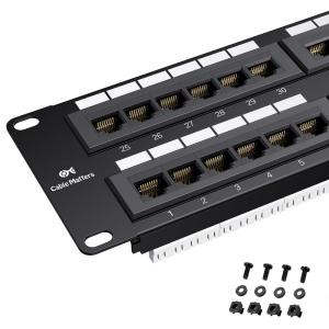 imageCable Matters UL Listed 48 Port Patch Panel Rackmount or Wall Mount 19Inch 2U Cat6 Network Patch Panel for 10 Gigabit Ethernet 110 or Krone Impact Tools CompatibleRegular