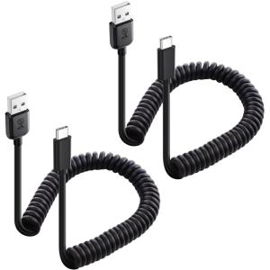 imageCable Matters USB to USB C Coiled Cable with 3A15W Fast Charging 14ft Support Apple CarPlay Android Auto Coiled USBA to USBC Cable for iPhone 1615 Pro Max Plus Galaxy S23 iPad2Pack
