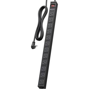 imageETL Certified Cable Matters WallMountable 12 Outlet Power Strip  8ft Cord Metal 2100J Surge Protector with 15A Circuit Breaker Industrial Power Strip Surge Protector for Garage Workshop Black12Outlet