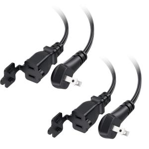 imageETL Listed Cable Matters 2Pack 13A 2 Prong Extension Cord 6ft in Black with Flat LowProfile Plug 16 AWG 1625W Extension Cord 2 Prong with Tamper Guard Ideal for Indoor UseBlack
