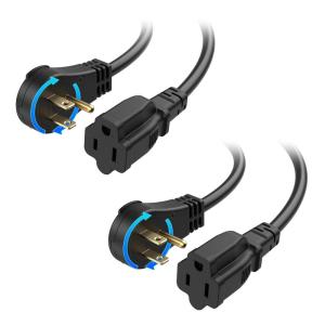 imageETL Listed Cable Matters 2Pack 16 AWG 360 Rotating Flat Plug Short Extension Cord  1ft 13A1625W Low Profile 3 Prong Power Extension Cords NEMA 515P to NEMA 515R BlackBlack