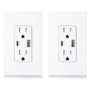 imageETL Listed Cable Matters 2Pack 21W TamperResistant USB Outlets Receptacles  USBC ampamp USBA Outlet with USB PortsUSB C Outlet  Ideal for iPhone 1615 Pro Max iPad Pro Galaxy S23 Charging