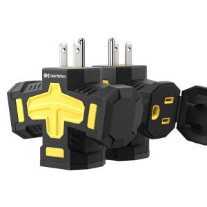 imageETL Listed Cable Matters 2Pack 3 Way Outdoor Plug Splitter 15A 1875W IndoorOutdoor Multi Plug Outlet 3 Way Plug Adapter in BlackBlack
