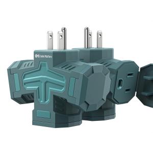 imageETL Listed Cable Matters 2Pack 3 Way Outdoor Plug Splitter 15A 1875W IndoorOutdoor Multi Plug Outlet 3 Way Plug Adapter in BlackGreen