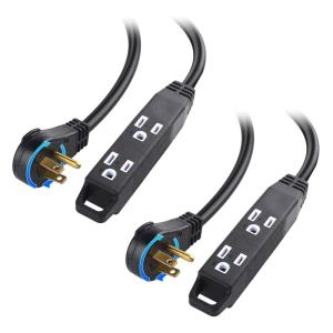 imageETL Listed Cable Matters 2Pack 3Outlet Power Strip Extension Cord with 3 Prong Outlets and 360Degree Rotating Plug in Black  6ftBlack