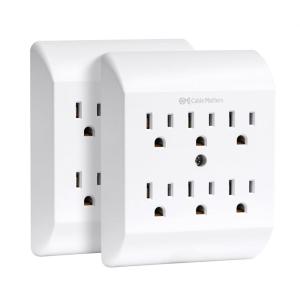 imageETL Listed Cable Matters 2Pack 6 Outlet Extender Wall Tap 15A1875W Multi Plug Wall Outlet  6 Way Plug Power Adapter