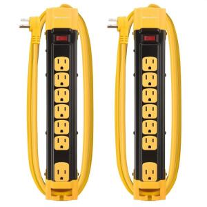 imageETL Listed Cable Matters 2Pack 7Outlet Heavy Duty Surge Protector Power Strip with 8 ft Cord 1350 Joules WallMountable Design Spaced Outlet for Large Plugs Ideal for Workshops and Garages