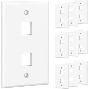 imageUL Listed Cable Matters 10Pack Low Profile 2Port Keystone Jack Wall Plate RJ45 Wall Plate for Keystone Jacks in White2Port