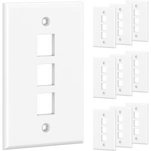 imageUL Listed Cable Matters 10Pack Low Profile 2Port Keystone Jack Wall Plate RJ45 Wall Plate for Keystone Jacks in White3Port