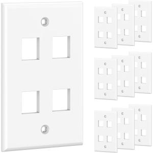imageUL Listed Cable Matters 10Pack Low Profile 2Port Keystone Jack Wall Plate RJ45 Wall Plate for Keystone Jacks in White4Port