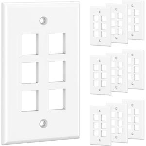 imageUL Listed Cable Matters 10Pack Low Profile 2Port Keystone Jack Wall Plate RJ45 Wall Plate for Keystone Jacks in White6Port