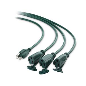 imageUL Listed Cable Matters 163 SJTW WeatherResistant 3 Way Outdoor Outlet Splitter Cord  25ft Outdoor Extension Cord Splitter for Holiday LightsDecorations Green25 ft