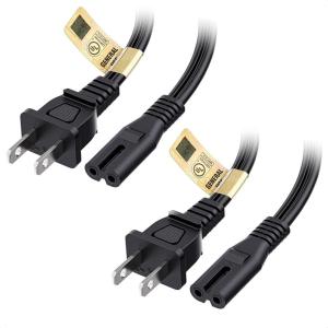imageUL Listed Cable Matters 2Pack 2 Prong TV Power Cord  6ft AC Power Cord Non Polarized NEMA 115P to IEC C7 Compatible with Samsung LG Sony Insignia TCL Sharp Toshiba Hisense TV PS4 PS56 Feet