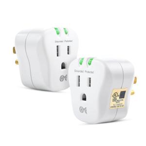 imageUL Listed Cable Matters 2Pack 540J Single Outlet Surge Protector 15A1800W500V Clamping Voltage Wall Surge Protector Outlet for TVPCXbox Series XPS5Refrigerators White