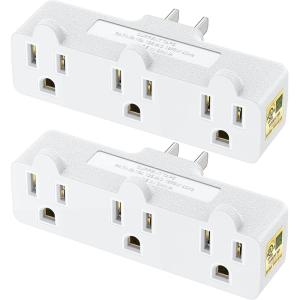 imageUL Listed Cable Matters 2Pack Spaced 3 Outlet Adapter 3 Plug Wall Adapter Grounded Plug Extender