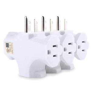 imageUL Listed Cable Matters 3Pack 3 Way Plug Adapter 15A 1875W 3 Prong 3 Outlet Adapter Power Splitter Plug Outlet 3 Way Electrical Splitter Multicolored White Gray OrangeWhite