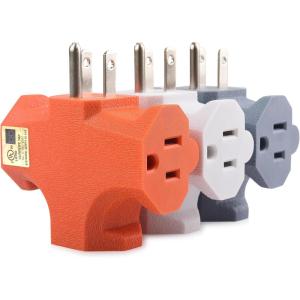 imageUL Listed Cable Matters 3Pack 3 Way Plug Adapter 15A 1875W 3 Prong 3 Outlet Adapter Power Splitter Plug Outlet 3 Way Electrical Splitter Multicolored White Gray OrangeMulticolored