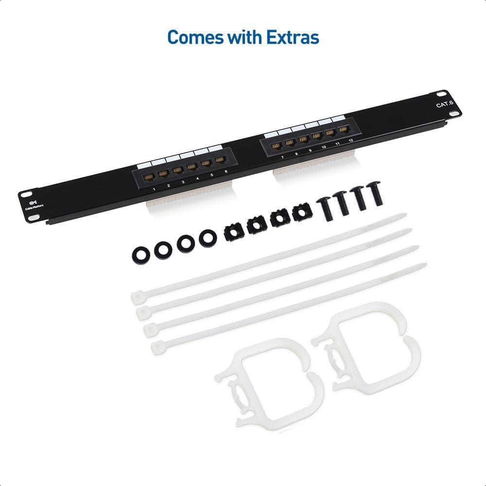 imageCable Matters UL Listed 12 Port Patch Panel Wall Mount or Rackmount IU Cat6 RJ45 Patch Panel for 10 Gb Ethernet Works with 19quot RacksCabinetsWallMount Brackets