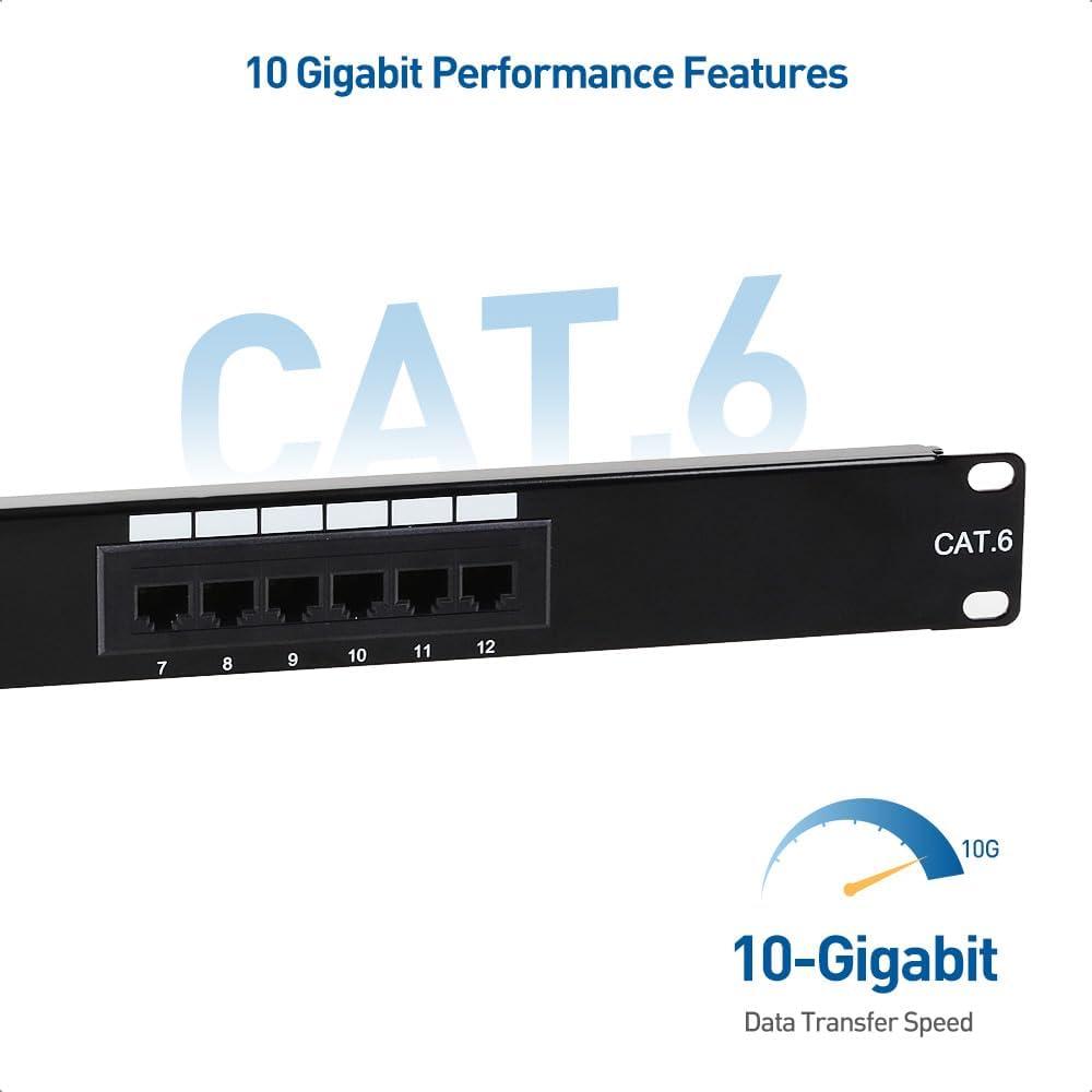 imageCable Matters UL Listed 12 Port Patch Panel Wall Mount or Rackmount IU Cat6 RJ45 Patch Panel for 10 Gb Ethernet Works with 19quot RacksCabinetsWallMount Brackets
