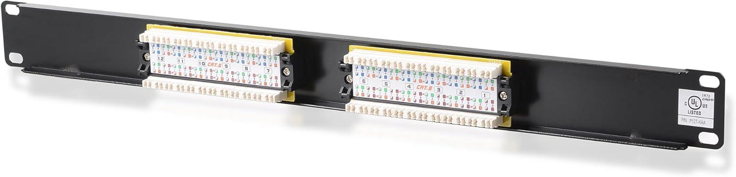 imageCable Matters UL Listed 12 Port Patch Panel Wall Mount or Rackmount IU Cat6 RJ45 Patch Panel for 10 Gb Ethernet Works with 19quot RacksCabinetsWallMount Brackets