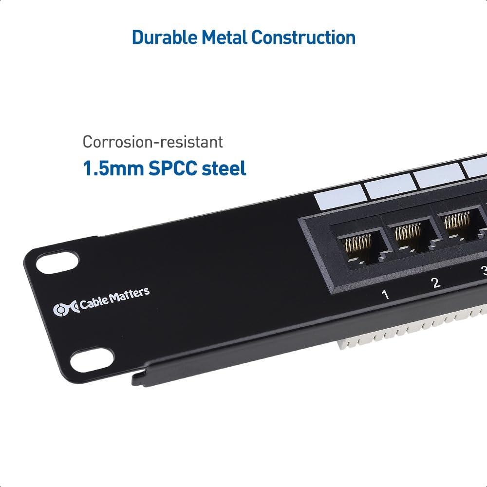 imageCable Matters UL Listed 16 Port Patch Panel Wall Mount or Rackmount IU Cat6 RJ45 Patch Panel for 10 Gb Ethernet Works with 19quot RacksCabinetsWallMount Brackets