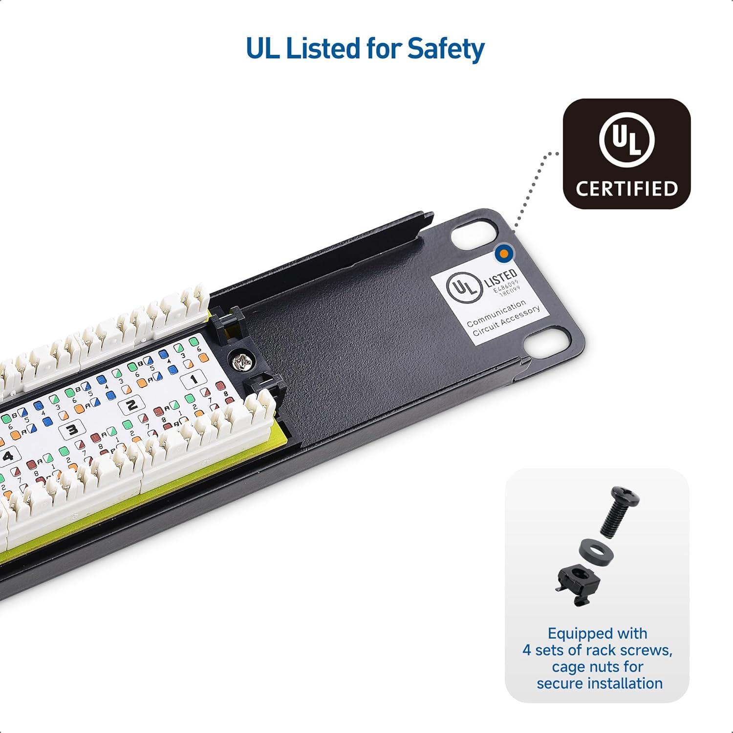 imageCable Matters UL Listed 16 Port Patch Panel Wall Mount or Rackmount IU Cat6 RJ45 Patch Panel for 10 Gb Ethernet Works with 19quot RacksCabinetsWallMount Brackets