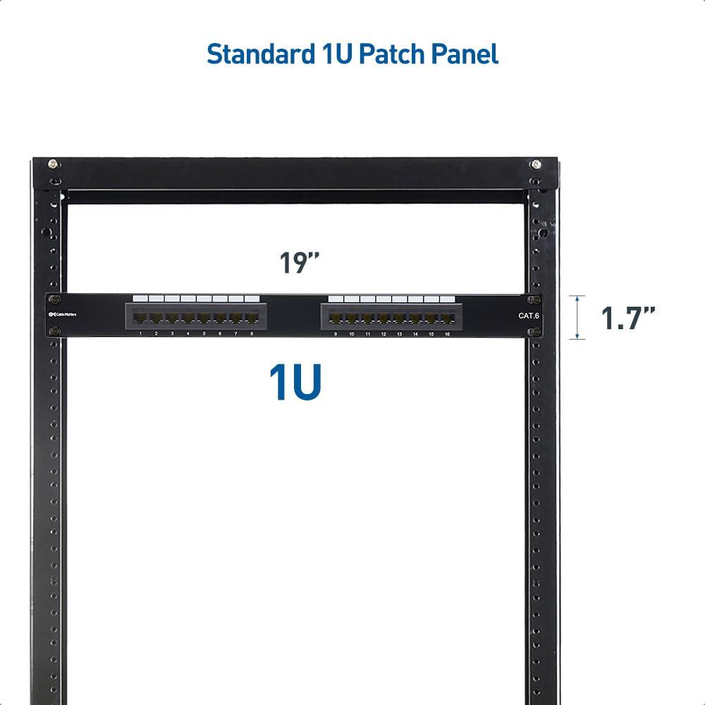 imageCable Matters UL Listed 16 Port Patch Panel Wall Mount or Rackmount IU Cat6 RJ45 Patch Panel for 10 Gb Ethernet Works with 19quot RacksCabinetsWallMount Brackets