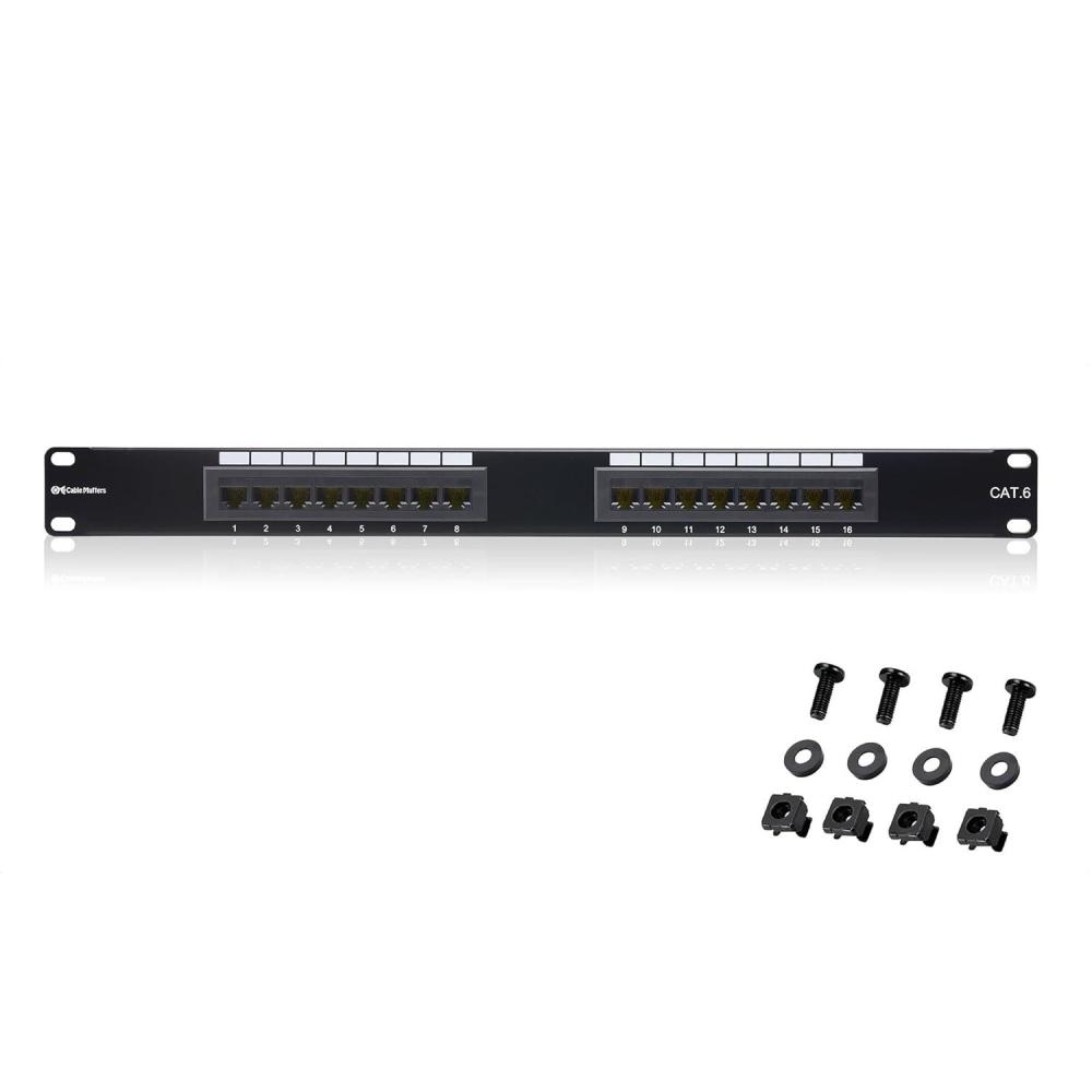 imageCable Matters UL Listed 16 Port Patch Panel Wall Mount or Rackmount IU Cat6 RJ45 Patch Panel for 10 Gb Ethernet Works with 19quot RacksCabinetsWallMount Brackets