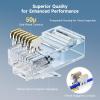 imageCable Matters 100Pack CAT6 RJ45 Modular Plugs 50 Gold Plated RJ45 Connector Cat 6 Ends Cat 6 Ethernet Connector Ethernet Plugs for Solid or Stranded UTP Cable100pack