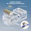 imageCable Matters 100Pack Cat 6 Pass Through RJ45 Connectors 50 Gold Plated Cat 6 Ends  Cat6 Connector RJ45 Modular PlugsEthernet PlugsNetwork Connector for Solid or Stranded UTP Ethernet Cable200pack