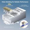 imageCable Matters 100Pack Cat 6A Shielded Pass Through RJ45 Connectors 50 Gold Plated Max Wire OD 119mm Cat6A EndsShielded RJ45 ConnectorEthernet Ends for Solid or Stranded SFTP Cable