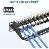 imageCable Matters 1U 19Inch 24Port 10Gbps Cat6A Ethernet Patch Panel with Inline Keystone and Cable Management Bar Rackmount or Wall Mount RJ45 Patch Panel