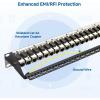 imageCable Matters 1U 19Inch 24Port 10Gbps Cat6A Ethernet Patch Panel with Inline Keystone and Cable Management Bar Rackmount or Wall Mount RJ45 Patch Panel