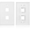 imageCable Matters 2Pack 2Port Ethernet Wall Plate Cat6 Wall Plate with White RJ45 Keystone Jack Ethernet Jack Outlet in WhiteBlue