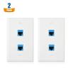 imageCable Matters 2Pack 2Port Ethernet Wall Plate Cat6 Wall Plate with White RJ45 Keystone Jack Ethernet Jack Outlet in WhiteBlue